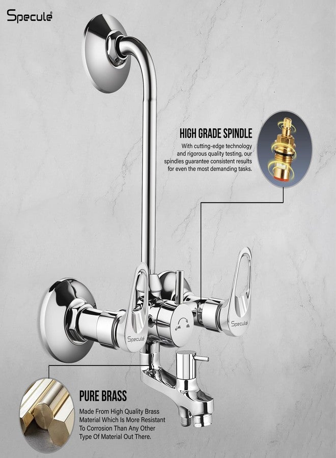 Specule Opel Series Brass, 3-in-1 bathroom Mixer | With Overhead Shower Head Set | Hand Shower Set With 1.5 Meter Hand Shower Pipe | Bathroom Shower Set | Wall Mixer (Chrome) (Complete Set) - Image 2